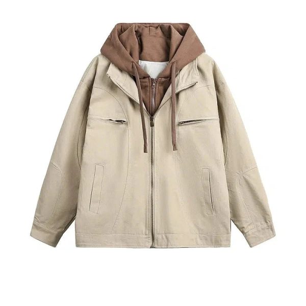 Casual Hooded Zip-Up Jacket Cheap