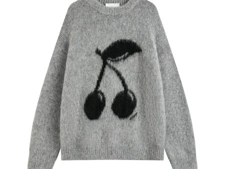 Cherry Design Knit Sweatshirt Online Sale