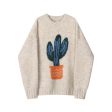 Cactus Print Knitted Sweater Fashion