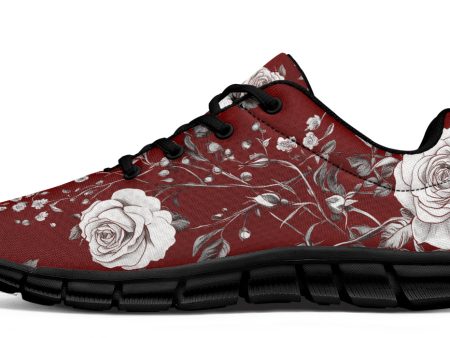 Red Rose Romance Athletic Sneakers - Light Breathable and Comfortable Sports Shoes with Anti-Slip Soles Online Sale