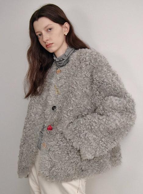 Button Closure Fur Jacket Online Sale