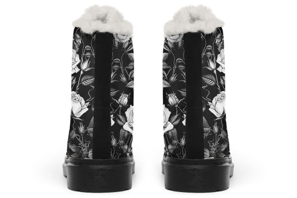 Veil of Roses Winter Boots - Warm Micro-Suede Doc-Style Boots Lined with Vegan Wool Online Hot Sale