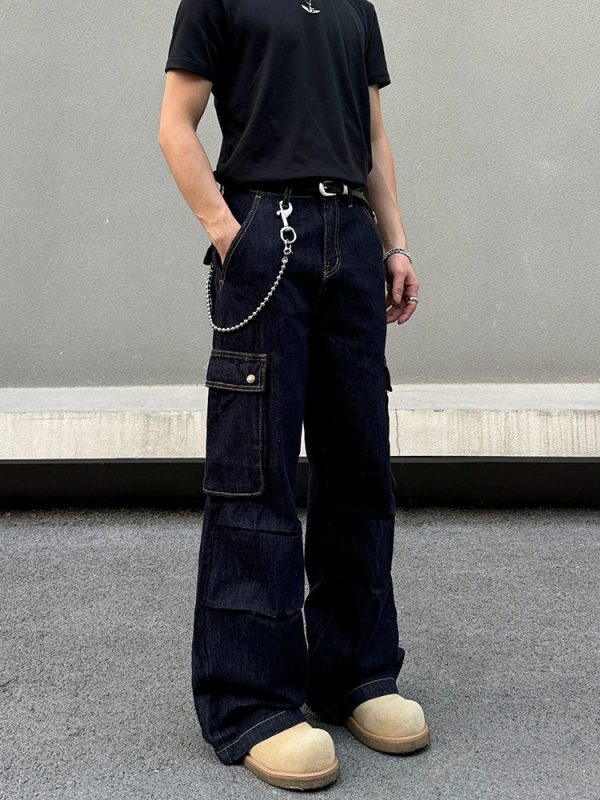 Loose Fit Denim Cargo Pants For Discount