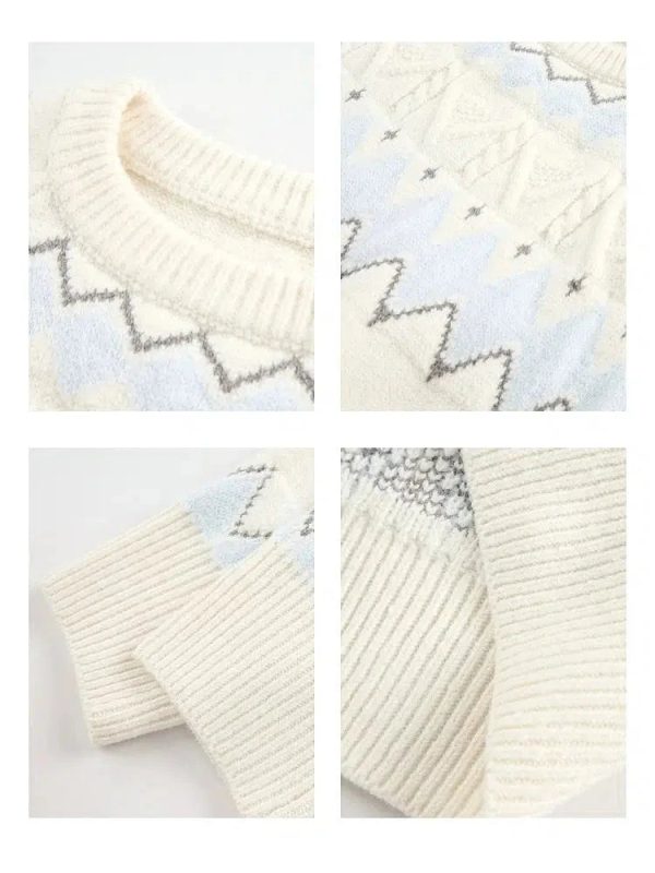 Comfortable Geometric Knit Sweater For Sale