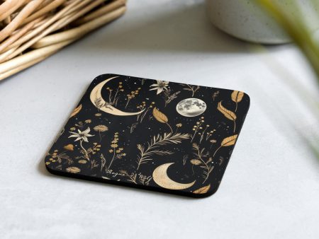 Moonlit Botanica Coaster - Witchy Gothic Drinkware Table Setup - Dark Academia Botanical Goth Kitchen Home Decor on Sale