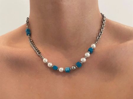 Beaded Square Pearl Necklace Fashion