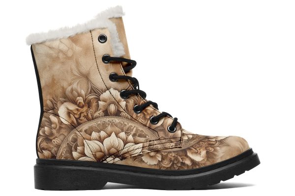 Shadowmane Mandala Winter Boots - Warm Micro-Suede Doc-Style Boots Lined with Vegan Wool Cheap