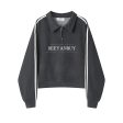 Contrast Design Lapel Short Sweatshirt Online