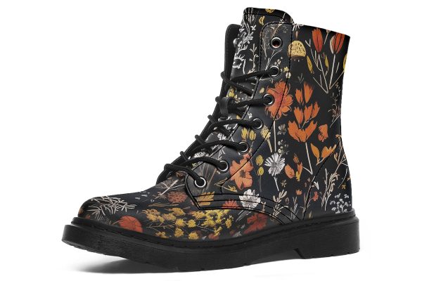 Autumn Reverie Boots - Vegan Leather Doc-Style Boots with Durable Stitched on Soles Online Sale