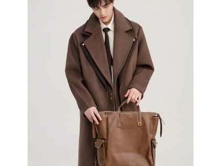 Brown Double-Breasted Woolen Coat Online Hot Sale