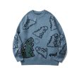 Cartoon Dinosaur Printed Sweater on Sale