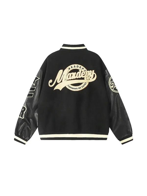 Lettering Print Casual Varsity Jacket Online now