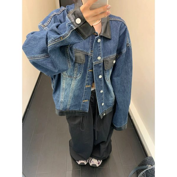 Contrast Trim Denim Jacket Hot on Sale