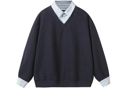 Layered V-Neck Knit Sweater For Cheap