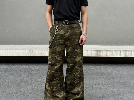 Camouflage Wide-Leg Pleated Pants Sale