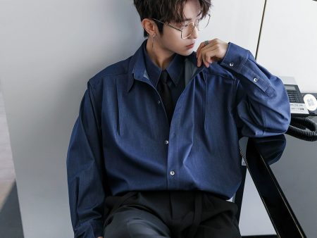 Denim Long-Sleeve Two-Piece Shirt Sale