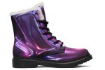 Purple Chrome Winter Boots - Warm Micro-Suede Doc-Style Boots Lined with Vegan Wool Online now