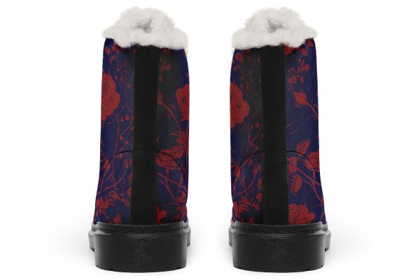 Scarlet Rose Romance Winter Boots - Warm Micro-Suede Doc-Style Boots Lined with Vegan Wool For Cheap