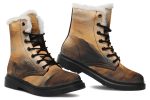 Burnt Ochre Winter Boots - Warm Micro-Suede Doc-Style Boots Lined with Vegan Wool For Sale