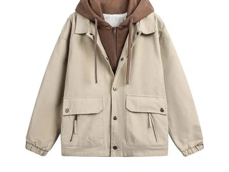 Casual Hooded Pockets Jacket Online Hot Sale