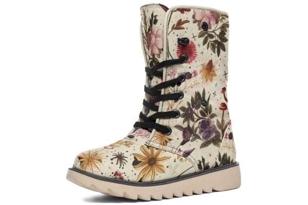 Enchanted Blossoms Fold Over Winter Boots - Microsuede Vegan Boots with Fur Lining and Convertible Style Online Hot Sale