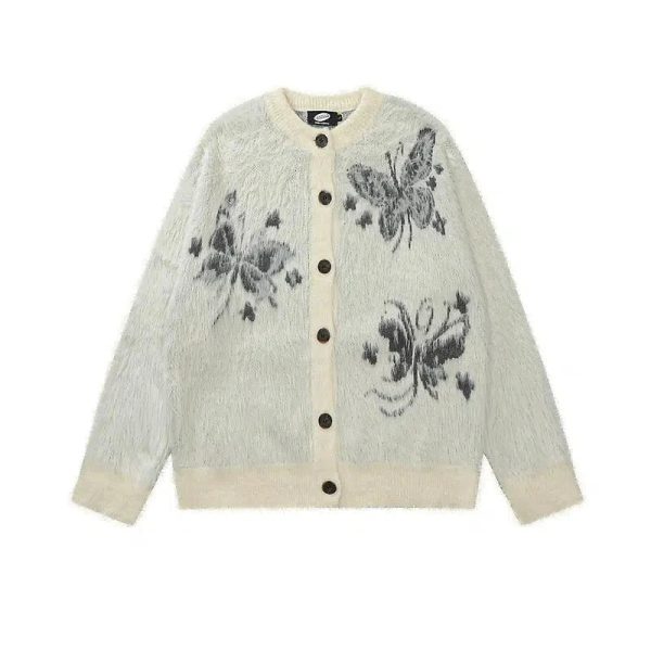 Butterfly Pattern Knit Cardigan Hot on Sale