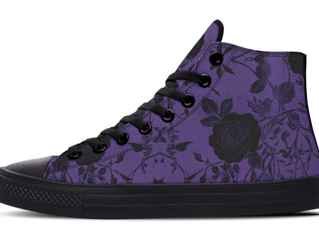 Amethyst Rose Romance High Tops - Classic Premium Canvas Shoes with Comfortable and Durable Soles Supply