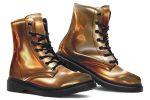 Amber Gold Boots - Vegan Leather Doc-Style Boots with Durable Stitched on Soles Discount