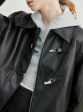 Button Leather Motorcycle Jacket on Sale