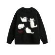 Cat Mohair Round Neck Knit Sweater Cheap