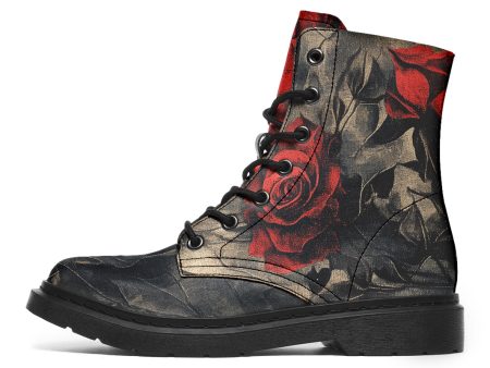 Crimson Thorns Boots - Vegan Leather Doc-Style Boots with Durable Stitched on Soles Online