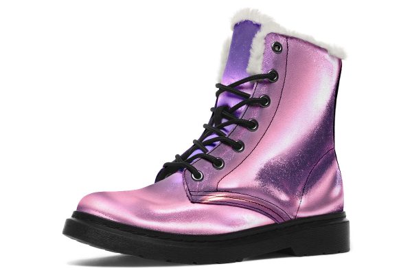 Violet Chrome Winter Boots - Warm Micro-Suede Doc-Style Boots Lined with Vegan Wool Online Hot Sale