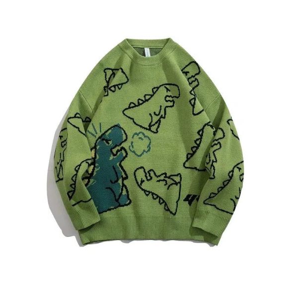 Cartoon Dinosaur Printed Sweater on Sale