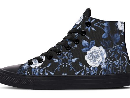 Blue Rose Romance High Tops - Classic Premium Canvas Shoes with Comfortable and Durable Soles Discount