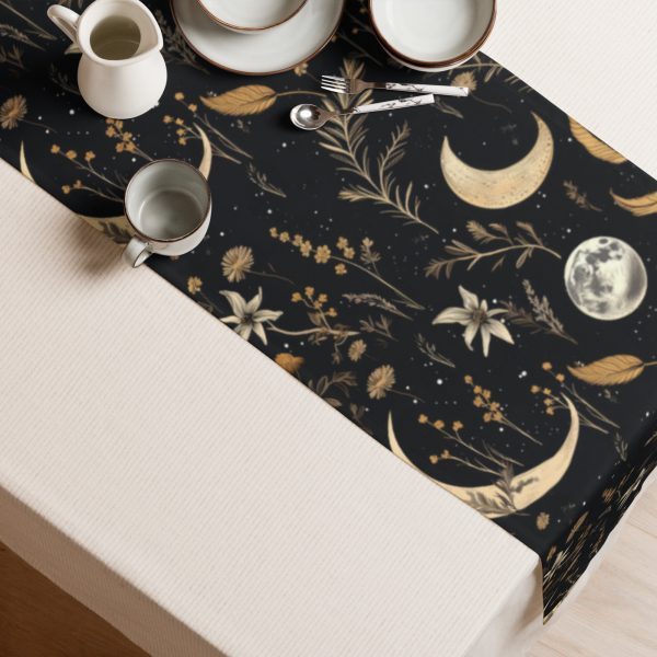 Moonlit Botanica Table Runner - Botanical Dinner Table Setup - Gothic Witchy Kitchen - Dark Academia Home Decor Supply