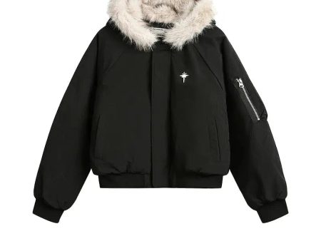 Faux Fur Hood Jacket For Cheap