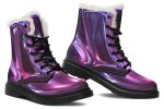 Purple Chrome Winter Boots - Warm Micro-Suede Doc-Style Boots Lined with Vegan Wool Online now