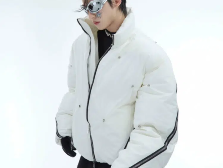 Deconstructed Zipper Padded Jacket Fashion