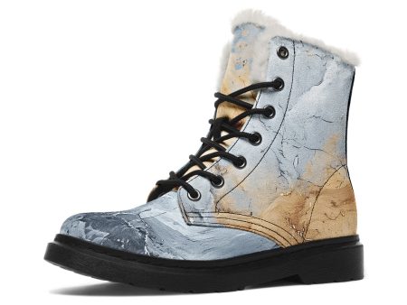 Storm Marble Winter Boots - Warm Micro-Suede Doc-Style Boots Lined with Vegan Wool For Cheap