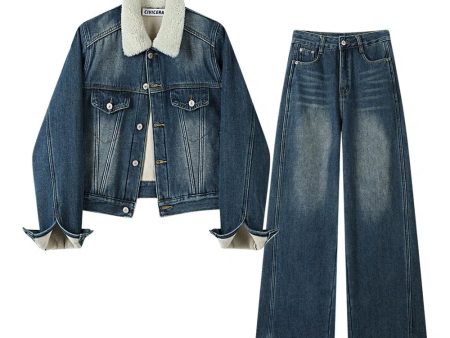 Denim Jacket and Pants Set For Cheap