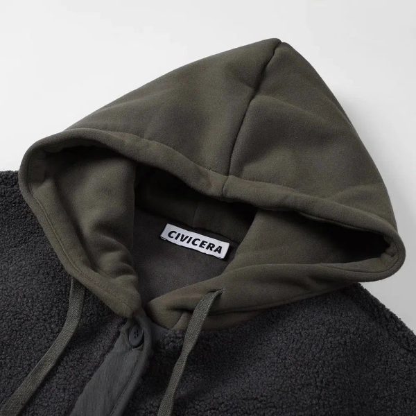 Button Front Hooded Wool Coat Online Hot Sale