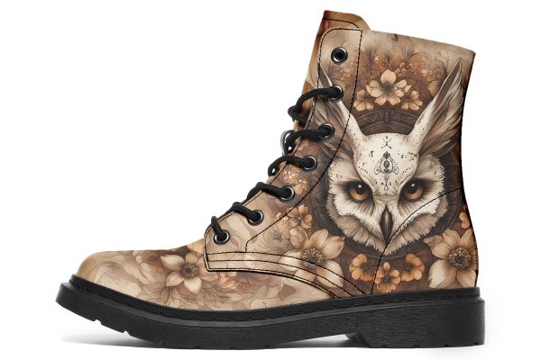 Owlsoul Mandala Boots - Vegan Leather Doc-Style Boots with Durable Stitched on Soles Online Hot Sale