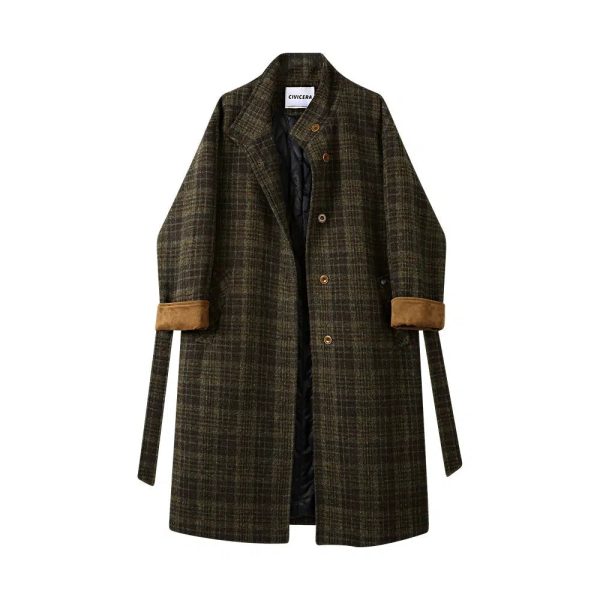 Button Closure Long Wool Coat Online Hot Sale