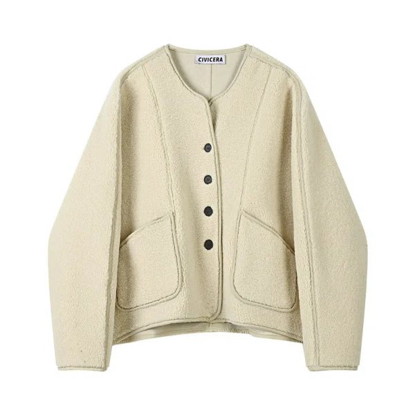 Button-Front Textured Coat Discount