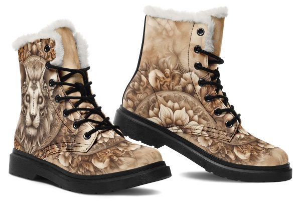 Shadowmane Mandala Winter Boots - Warm Micro-Suede Doc-Style Boots Lined with Vegan Wool Cheap