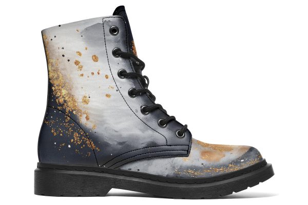 Ash And Gold Boots - Vegan Leather Doc-Style Boots with Durable Stitched on Soles Sale