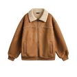 Fleece Collar Brown Jacket For Cheap