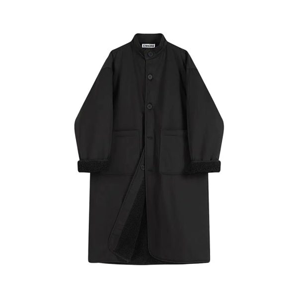 Classic Collarless Button-Up Coat Online Sale