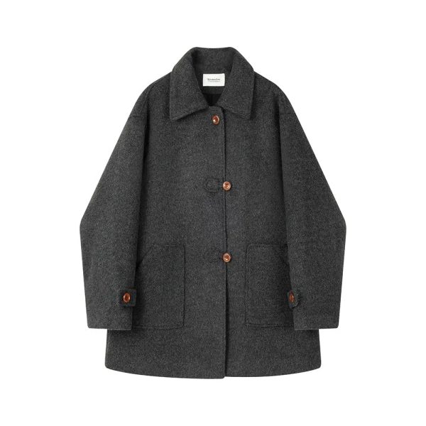 Button Accents Classic Wool Overcoat Sale