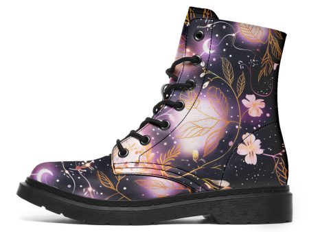 Cosmic Petals Boots - Vegan Leather Doc-Style Boots with Durable Stitched on Soles Online Sale